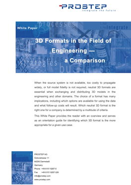 3D Formats in the Field of Engineering - a Comparison