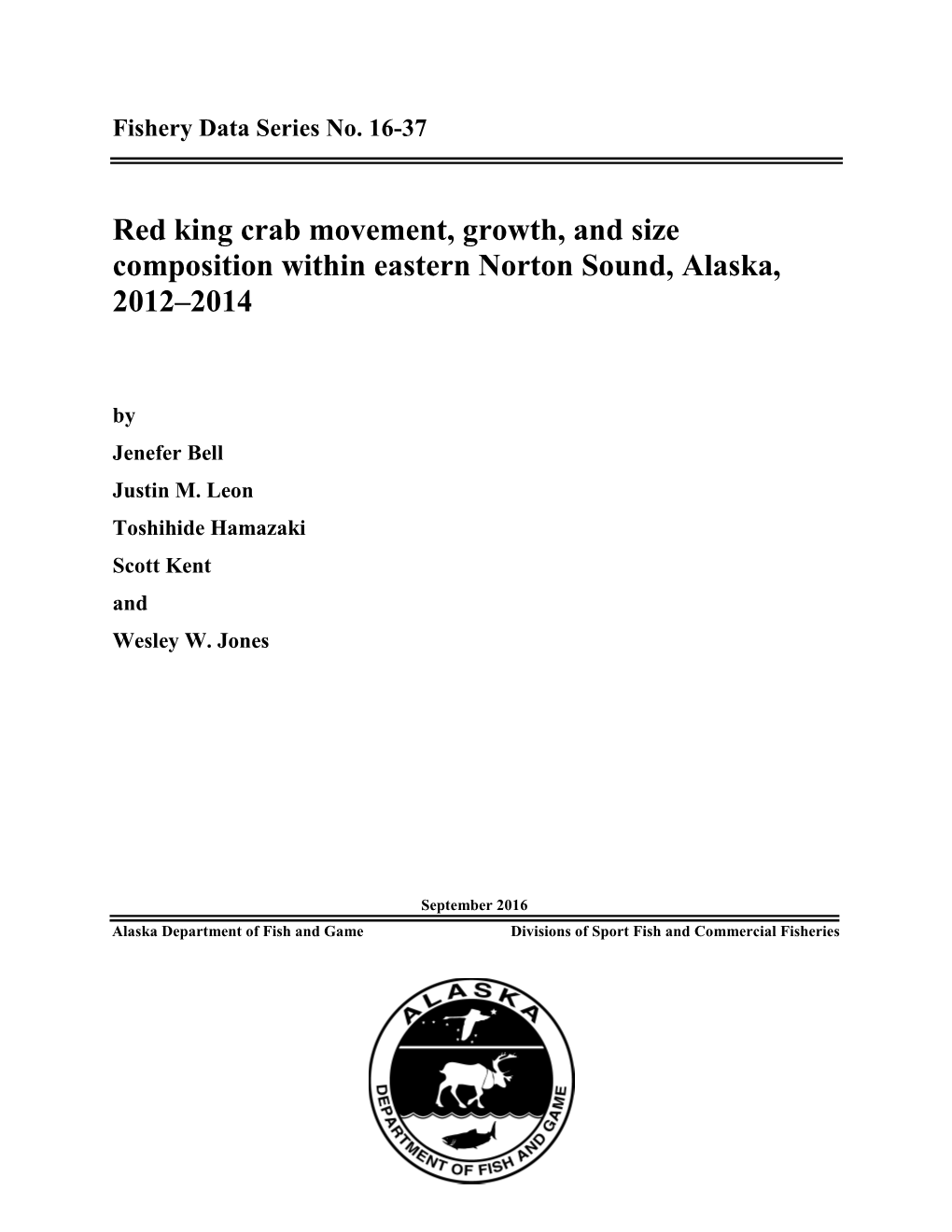 Red King Crab Movement, Growth, and Size Composition Within Eastern Norton Sound, Alaska, 2012–2014