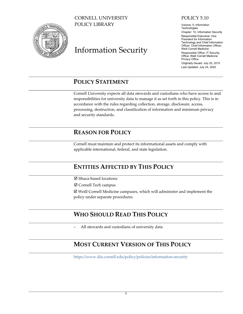 University Policy 5.10, Information Security