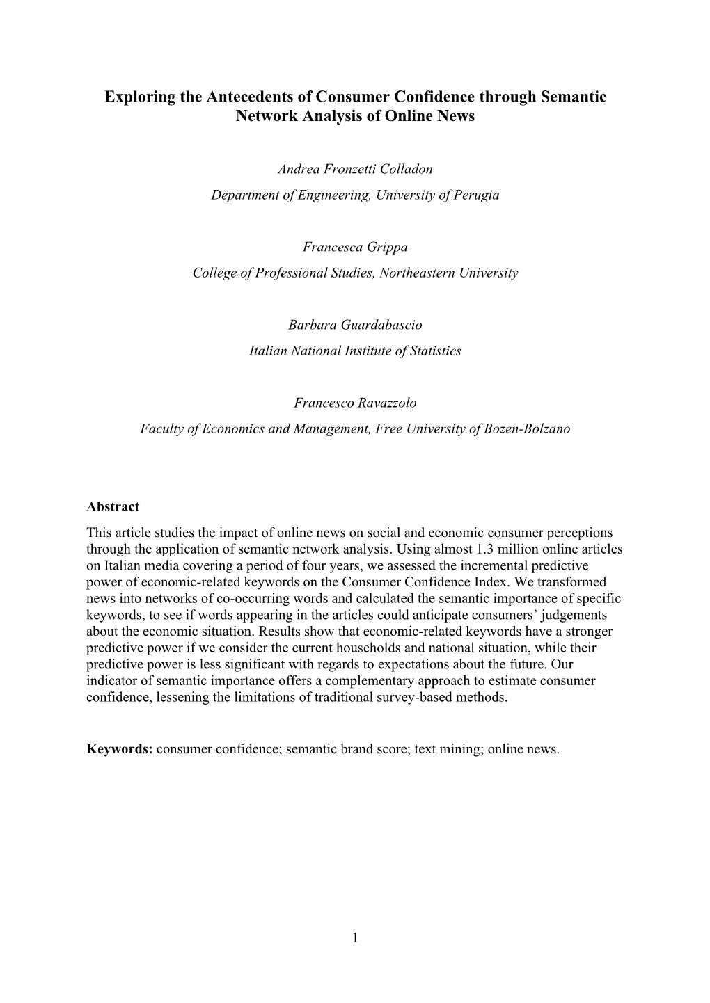 Exploring the Antecedents of Consumer Confidence Through Semantic Network Analysis of Online News