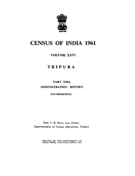 Administration Report Eunmeration, Part VIIIA, Vol-XXVI, Tripura