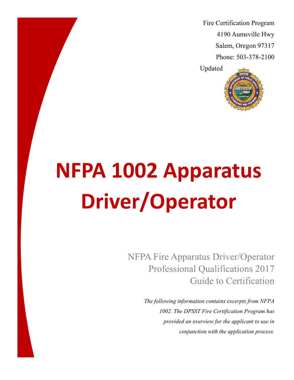NFPA 1002 Apparatus Driver/Operator