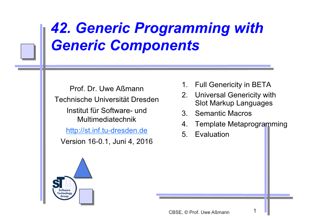 42. Generic Programming with Generic Components