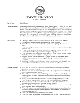 BOSTON LATIN SCHOOL Classics Department