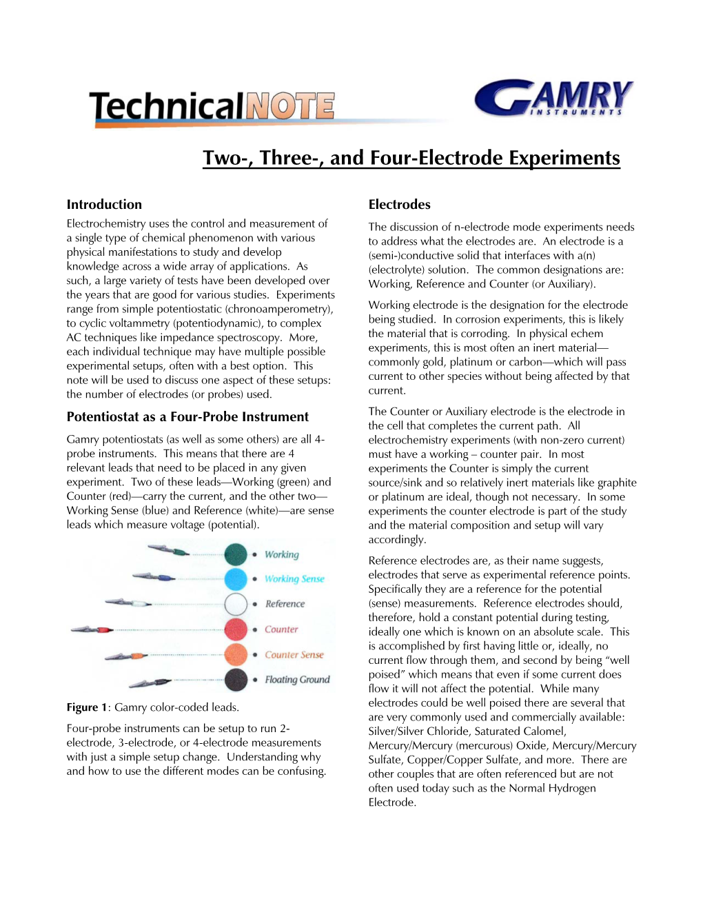 Two-, Three-, and Four-Electrode Experiments