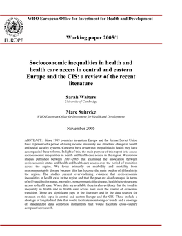 Socioeconomic Inequalities in Health and Health Care Access in Central and Eastern Europe and the CIS: a Review of the Recent Literature