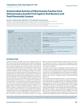 Antimicrobial Activity of Ethyl Acetate Fraction from Stelechocarpus Burahol Fruit Against Oral Bacteria and Total Flavonoids Content