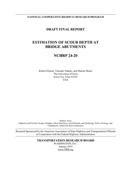 Estimation of Scour Depth at Bridge Abutments Nchrp 24-20