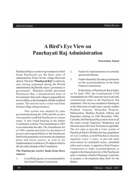 A Bird's Eye View on Panchayati Raj Administration