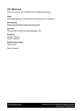 Ritual Management of Salmonid Fish Resources in California
