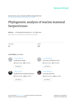 Phylogenetic Analysis of Marine Mammal Herpesviruses