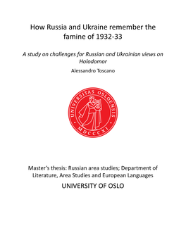 How Russia and Ukraine Remember the Famine of 1932-33