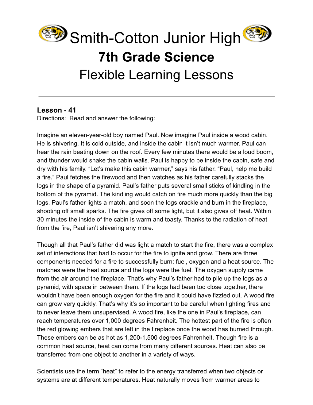 7Th Grade Science Flexible Learning Lessons