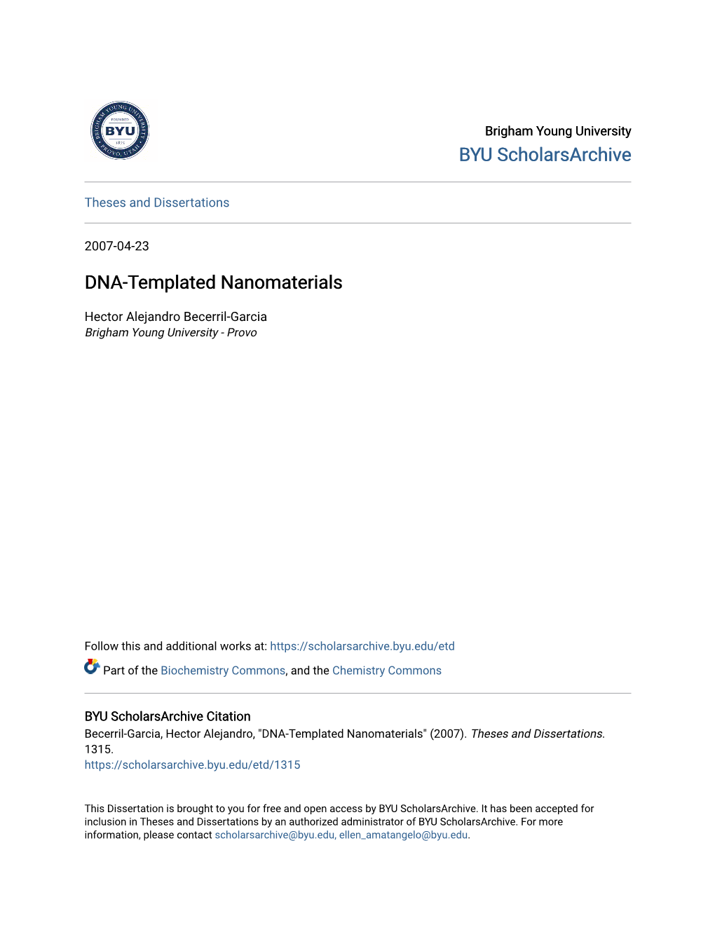 DNA-Templated Nanomaterials