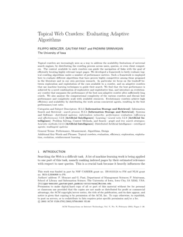 Topical Web Crawlers: Evaluating Adaptive Algorithms