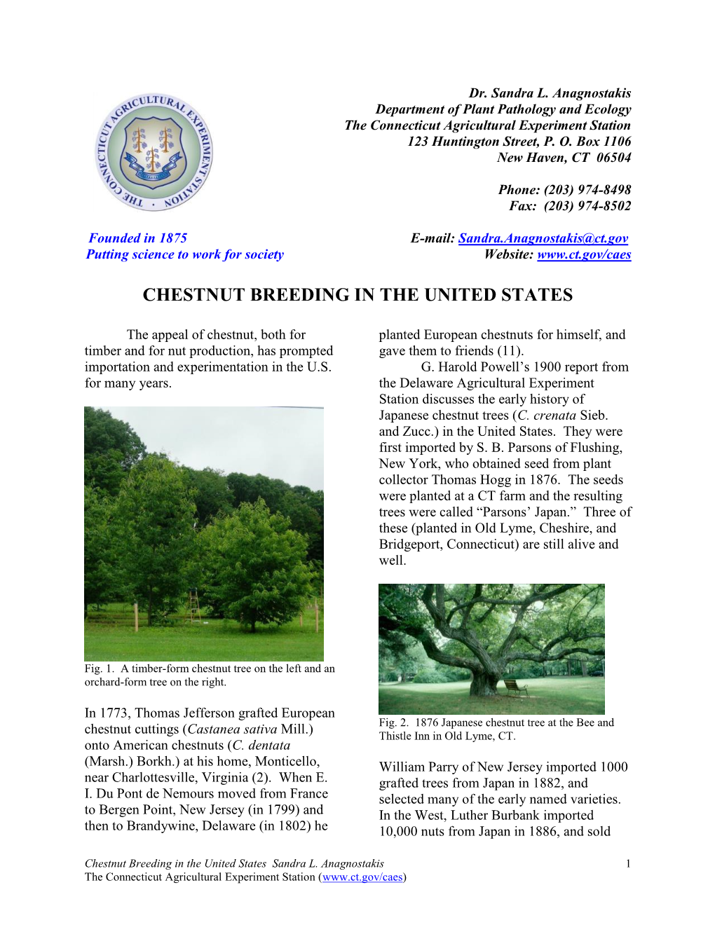 Chestnut Breeding in the United States