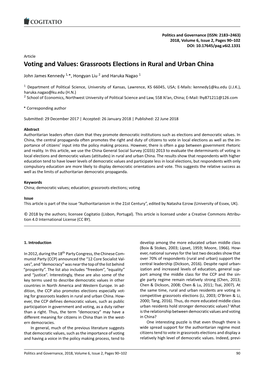 Voting and Values: Grassroots Elections in Rural and Urban China