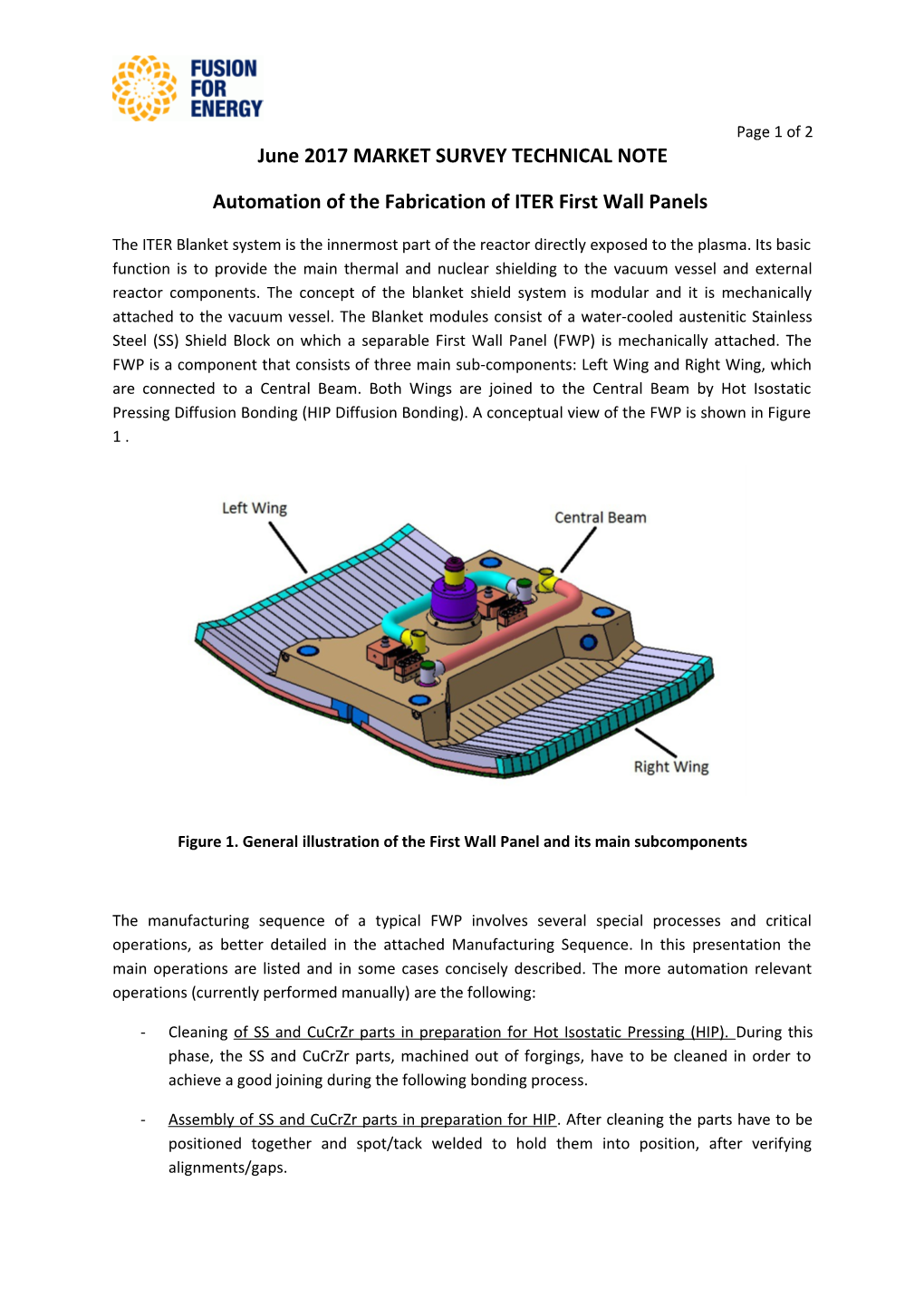 Automation of the Fabrication of ITER First Wall Panels