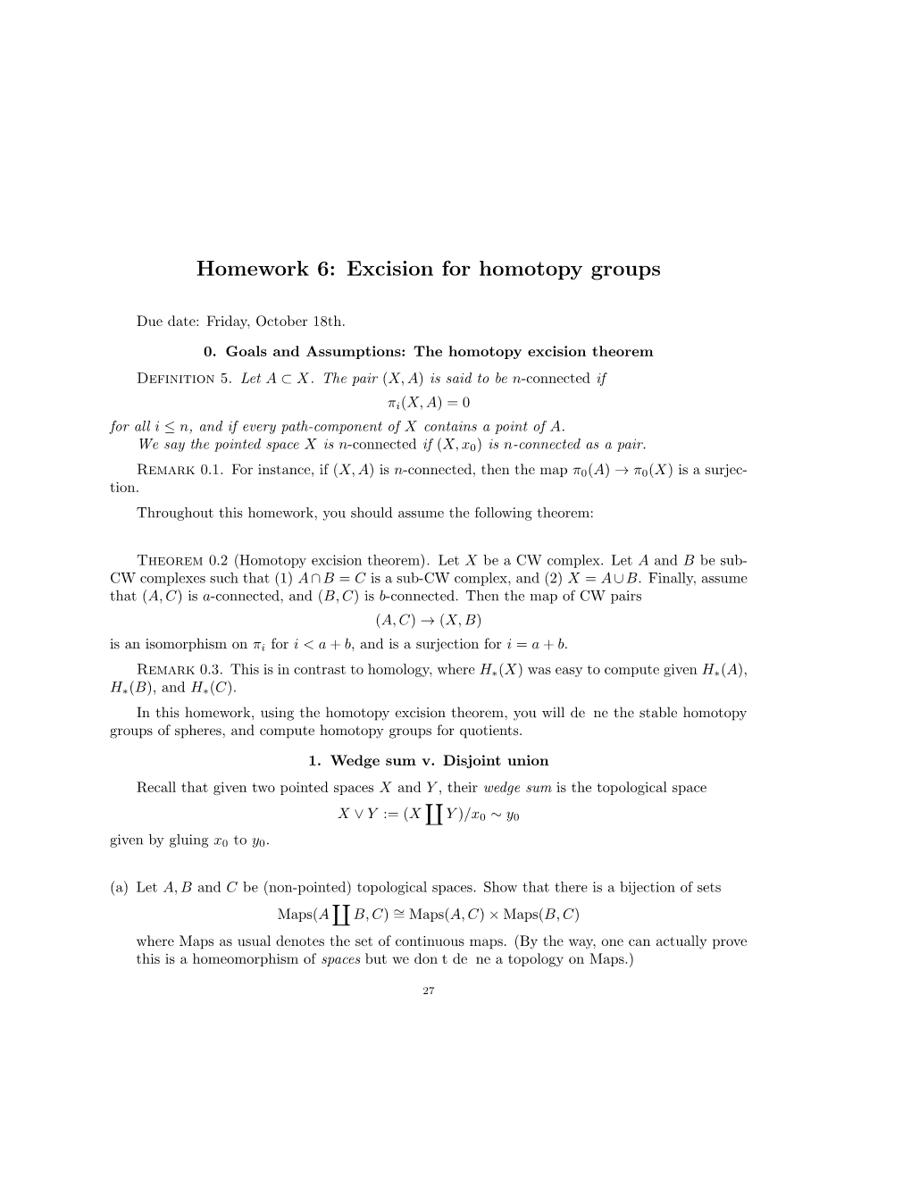 Excision for Homotopy Groups