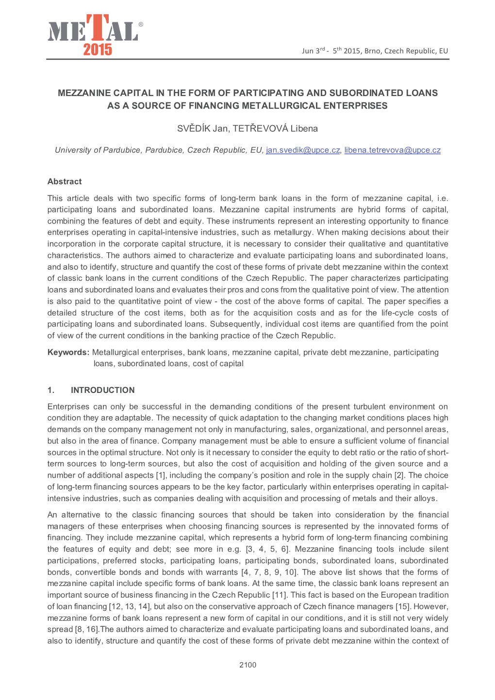 Mezzanine Capital in the Form of Participating and Subordinated Loans As a Source of Financing Metallurgical Enterprises