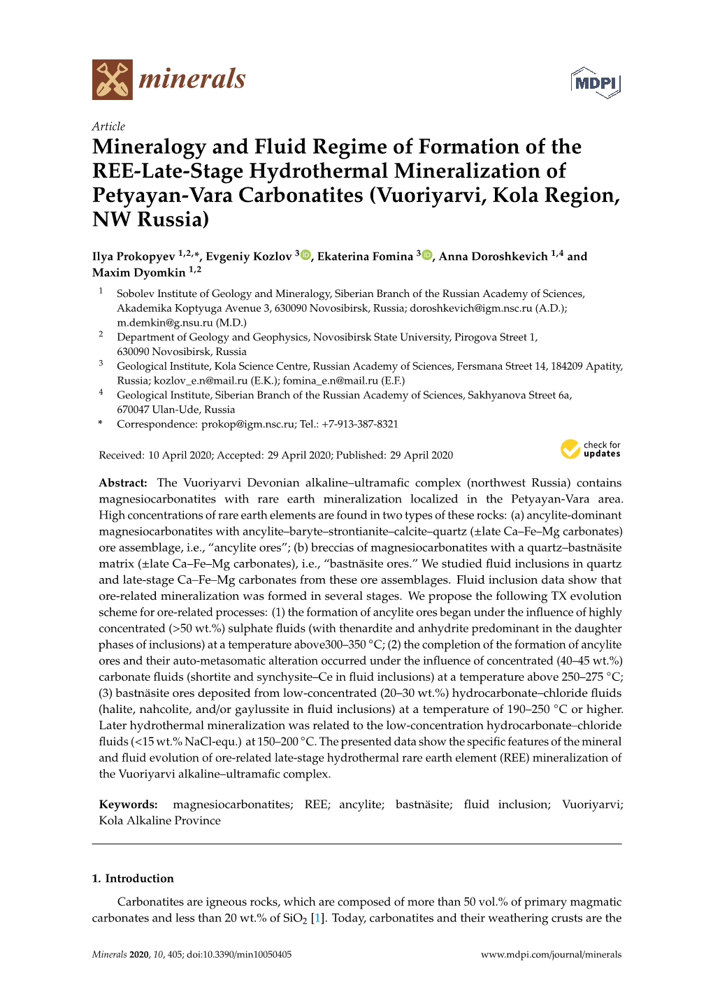 Mineralogy and Fluid Regime of Formation of the REE-Late-Stage Hydrothermal Mineralization of Petyayan-Vara Carbonatites (Vuoriyarvi, Kola Region, NW Russia)