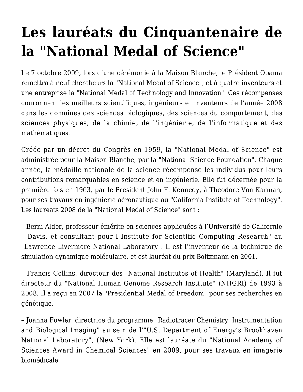 National Medal of Science"