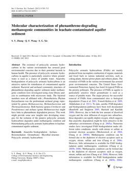 Molecular Characterization of Phenanthrene-Degrading Methanogenic Communities in Leachate-Contaminated Aquifer Sediment