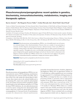 Pheochromocytoma/Paraganglioma: Recent Updates in Genetics, Biochemistry, Immunohistochemistry, Metabolomics, Imaging and Therapeutic Options