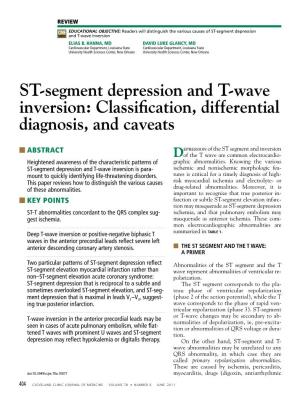 ST-Segment Depression and T-Wave Inversion: Classification, Differential Diagnosis, and Caveats