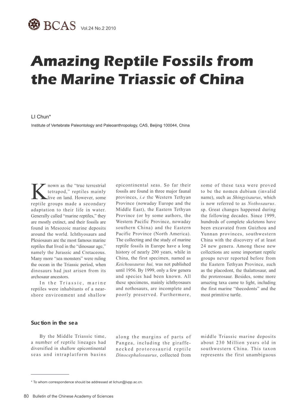 Amazing Reptile Fossils from the Marine Triassic of China