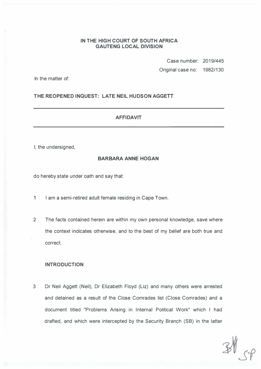 G13. Barbara Hogan Affidavit (Signed 28012020)