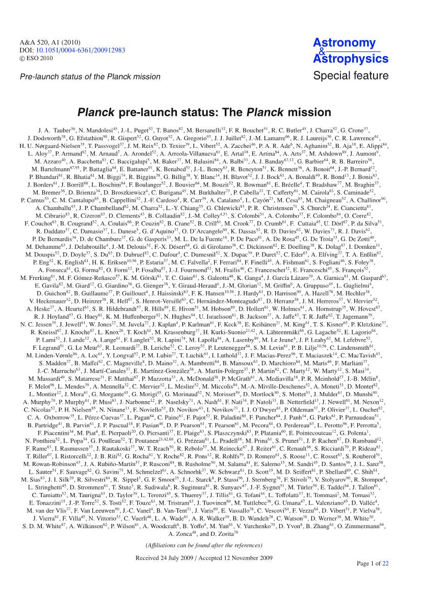 Planck Pre-Launch Status: the Planck Mission