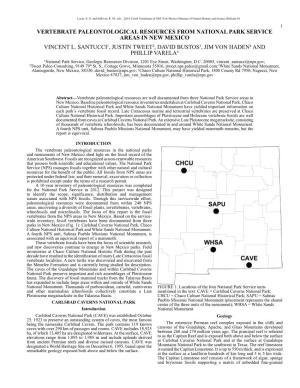 Vertebrate Paleontological Resources from National Park Service Areas in New Mexico Vincent L