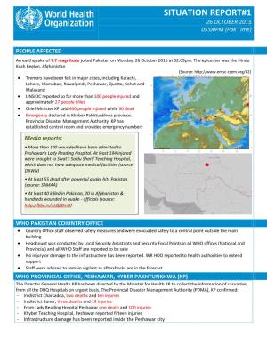Situation Report#1 26 October 2015