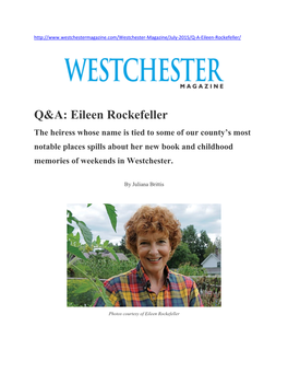 Q&A: Eileen Rockefeller