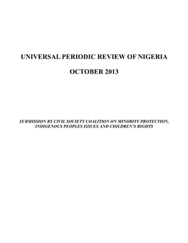 Universal Periodic Review of Nigeria October 2013