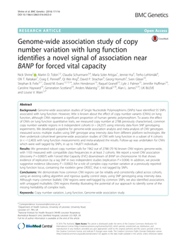 Genome-Wide Association Study of Copy Number Variation with Lung