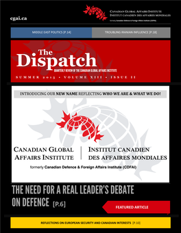 Dispatchthe QUARTERLY REVIEW of the CANADIAN GLOBAL AFFAIRS INSTITUTE