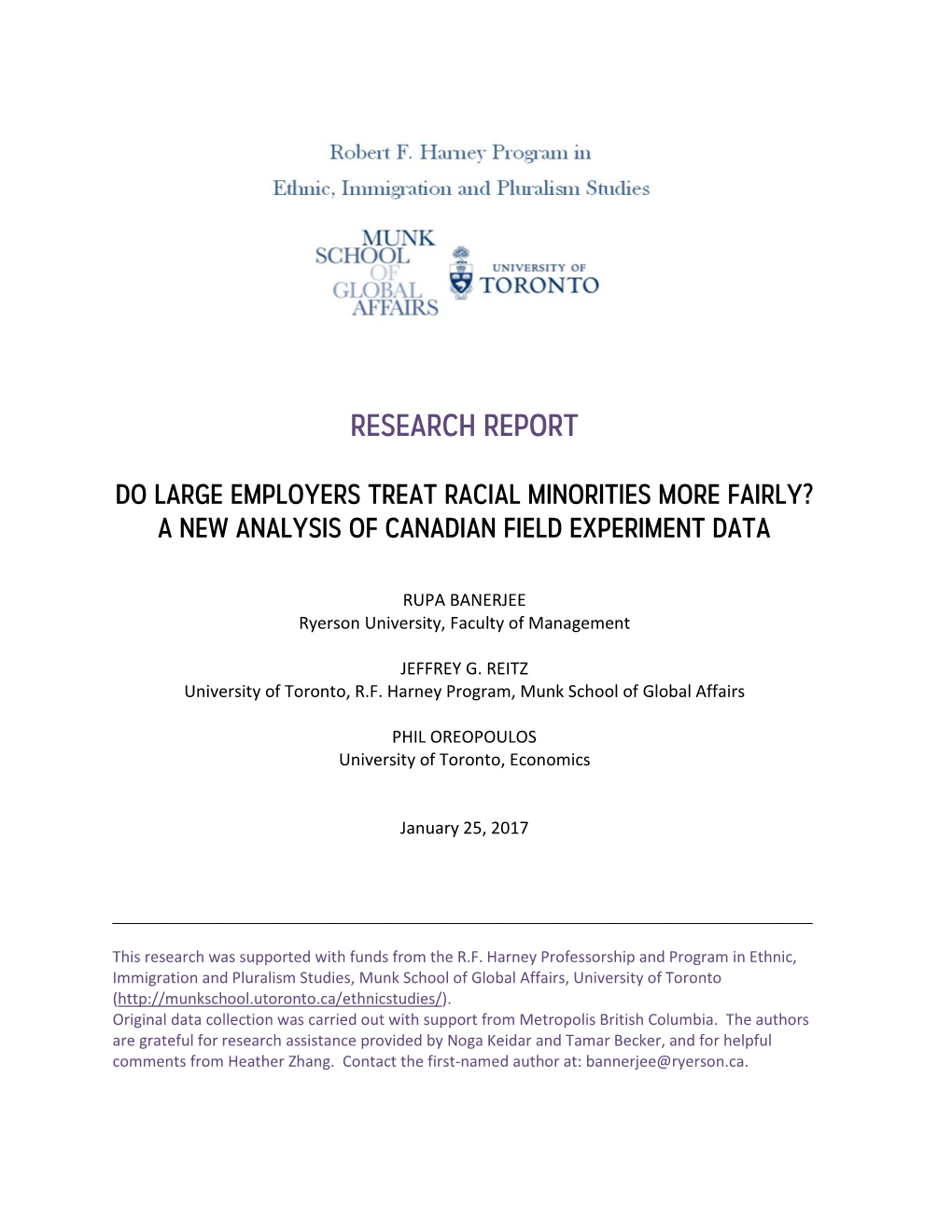 Do Large Employers Treat Racial Minorities More Fairly? a New Analysis of Canadian Field Experiment Data