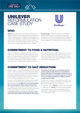 Unilever Reformulation Case Study