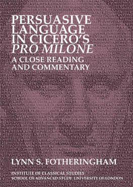 Persuasive Language in Cicero's Pro Milone