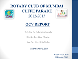 Rotary Club of Mumbai Cuffe Parade 2012-2013