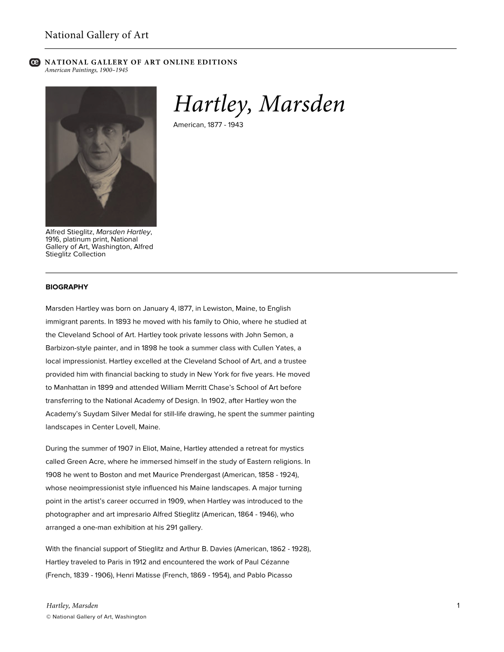 Hartley, Marsden American, 1877 - 1943