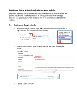 Creating a Link to a Google Calendar on Your Website