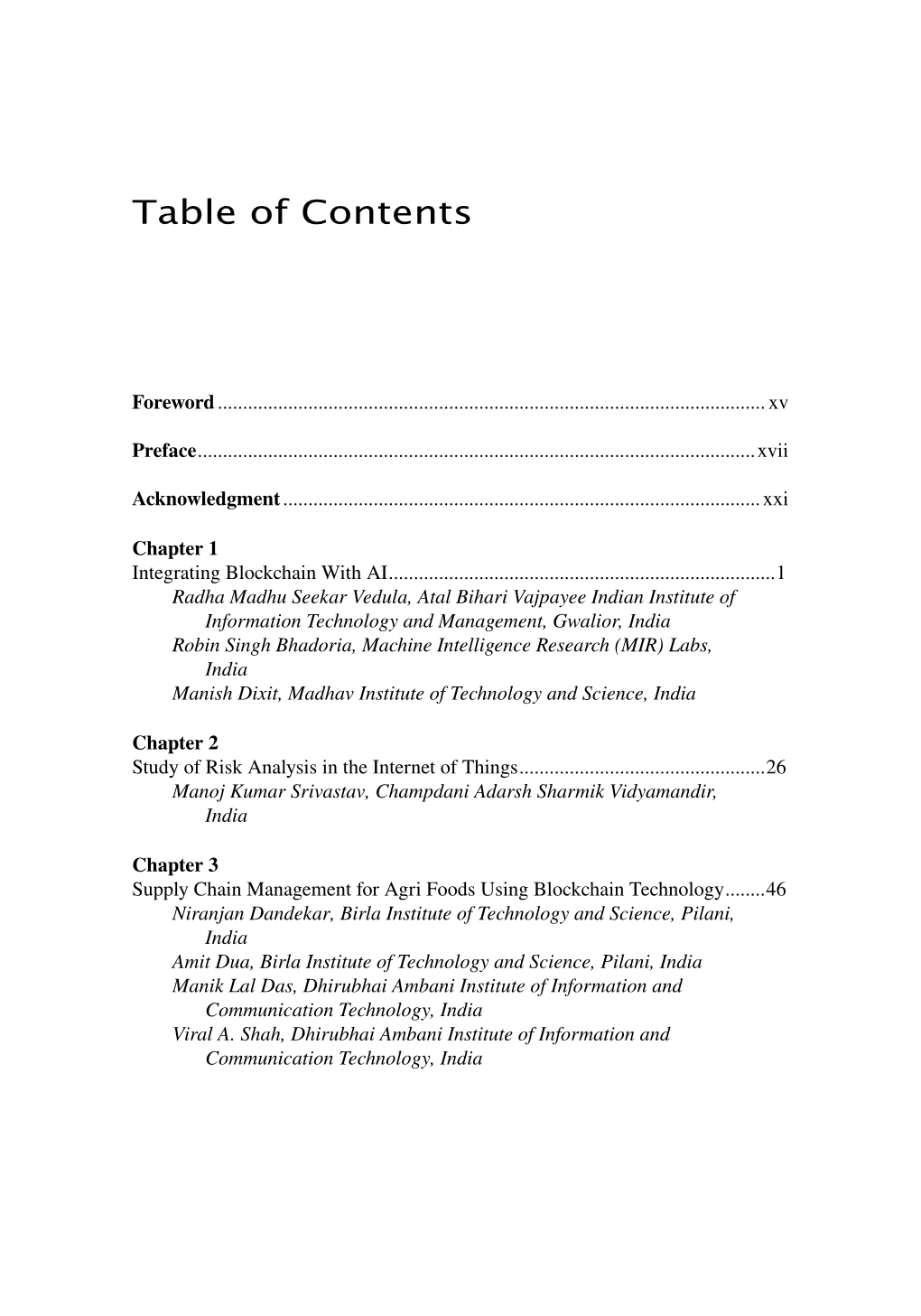 Table of Contents