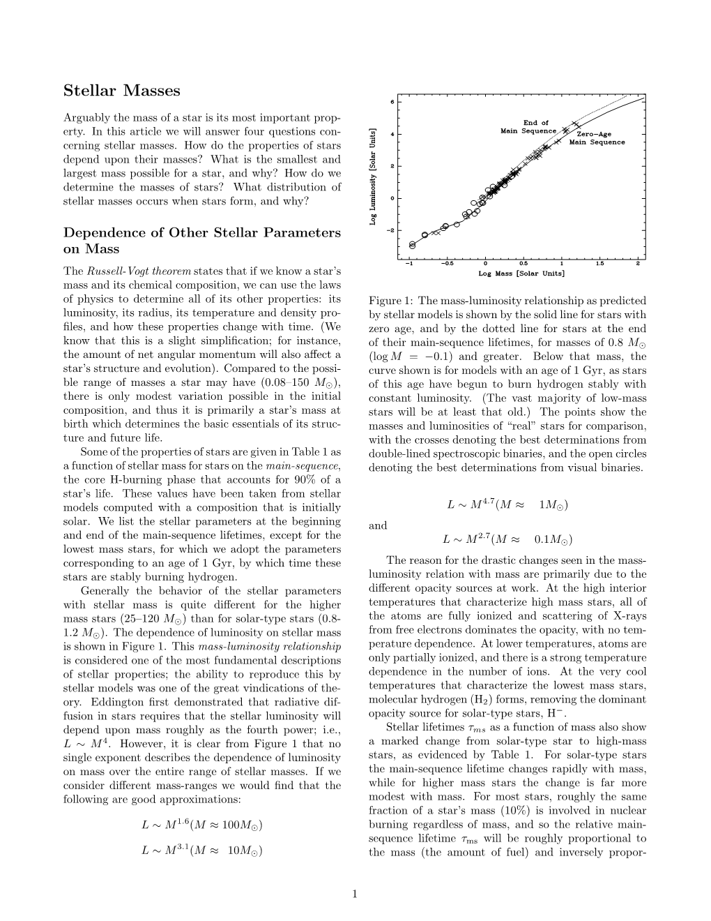 Stellar Masses