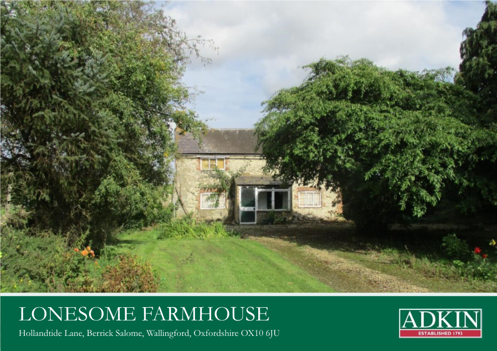 LONESOME FARMHOUSE Hollandtide Lane, Berrick Salome, Wallingford, Oxfordshire OX10 6JU