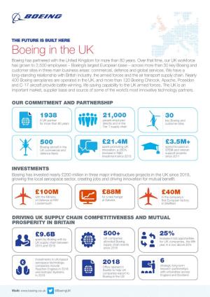 Boeing in the UK Boeing Has Partnered with the United Kingdom for More Than 80 Years