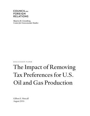 The Impact of Removing Tax Preferences for U.S. Oil and Gas Production
