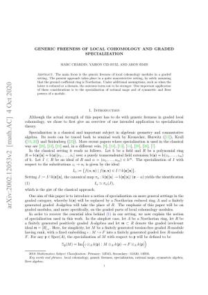 Generic Freeness of Local Cohomology and Graded Specialization 3
